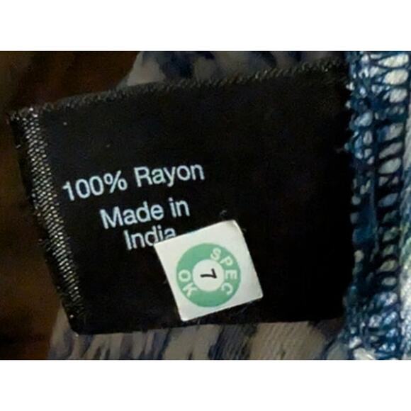 Lane Bryant Top Shirt Blouse Plus Size 38/40 7X Blue Floral Long Ruffle Sleeves - Picture 5 of 7